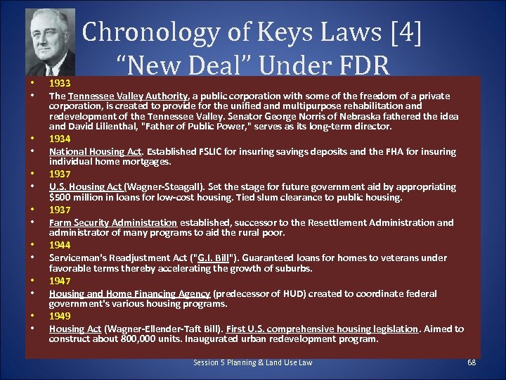  • • • • Chronology of Keys Laws [4] “New Deal” Under FDR