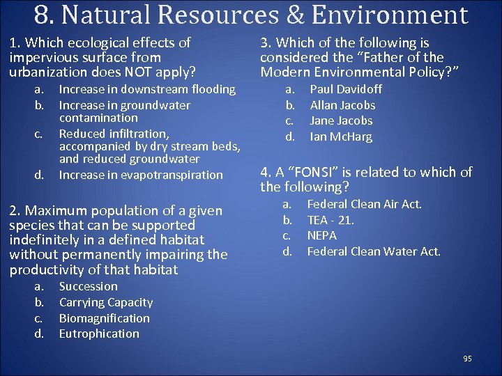 8. Natural Resources & Environment 1. Which ecological effects of impervious surface from urbanization