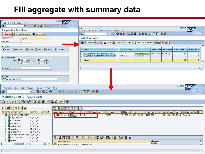 Fill aggregate with summary data 