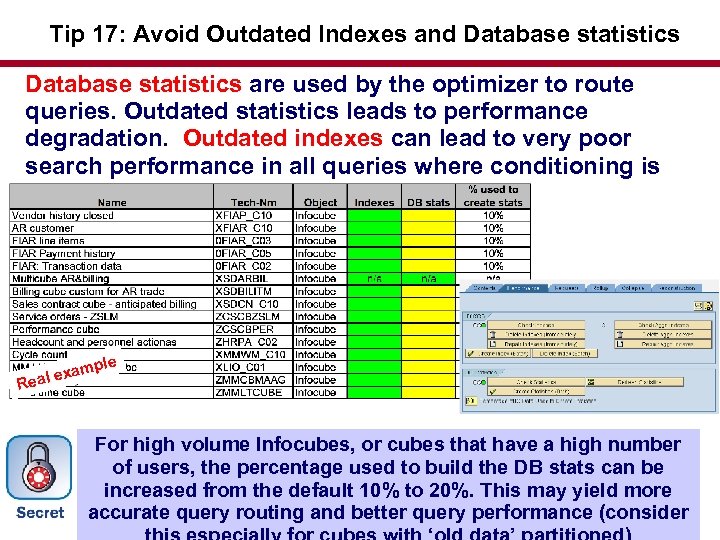 Tip 17: Avoid Outdated Indexes and Database statistics are used by the optimizer to