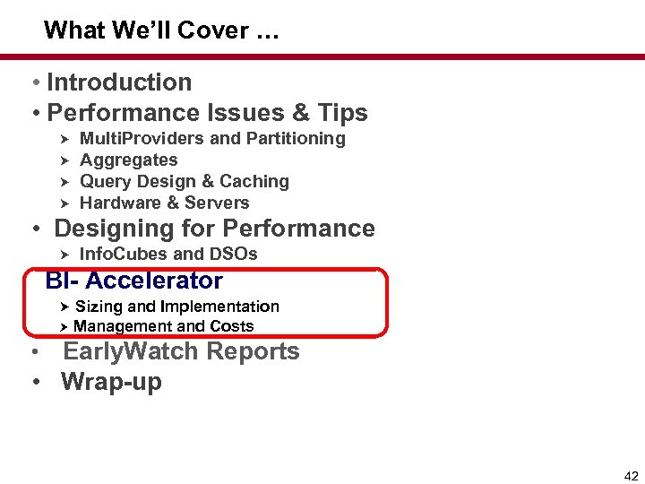 What We’ll Cover … • Introduction • Performance Issues & Tips Multi. Providers and