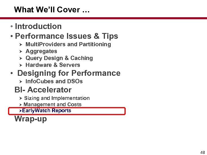 What We’ll Cover … • Introduction • Performance Issues & Tips Multi. Providers and