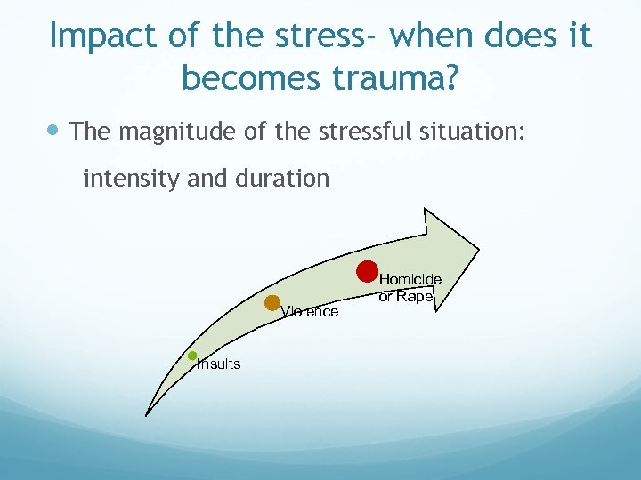Impact of the stress- when does it becomes trauma? The magnitude of the stressful