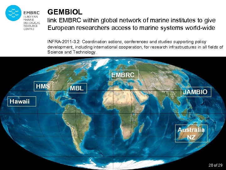 GEMBIOL link EMBRC within global network of marine institutes to give European researchers access