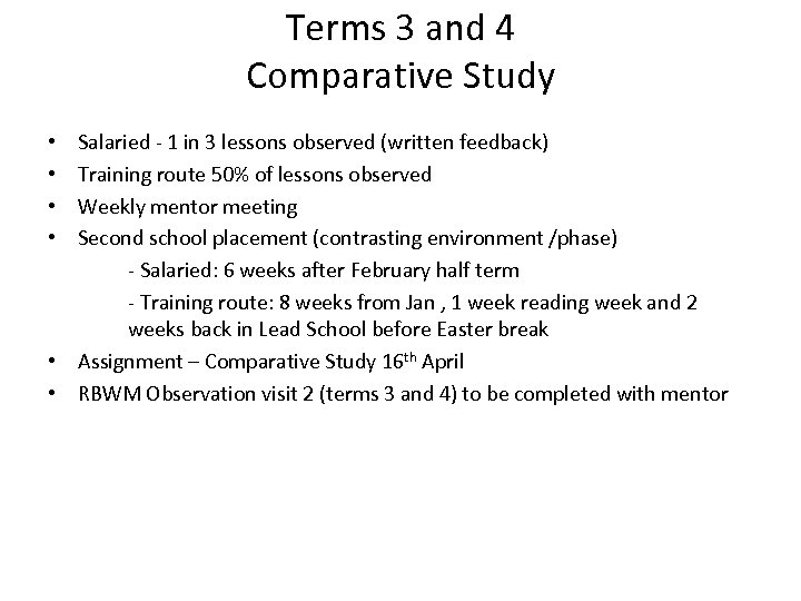 Terms 3 and 4 Comparative Study Salaried - 1 in 3 lessons observed (written