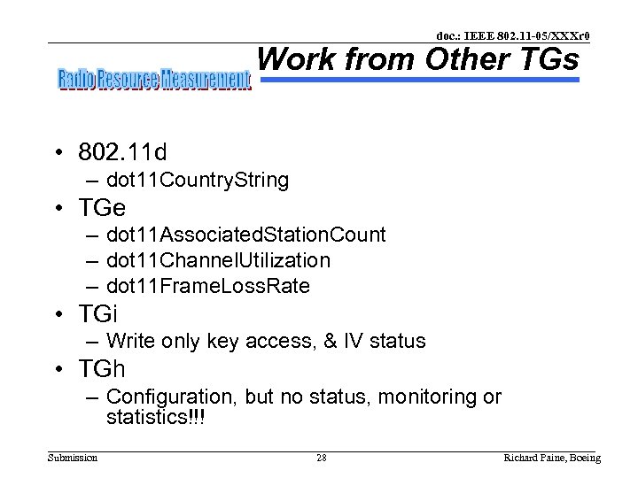 doc. : IEEE 802. 11 -05/XXXr 0 Work from Other TGs • 802. 11
