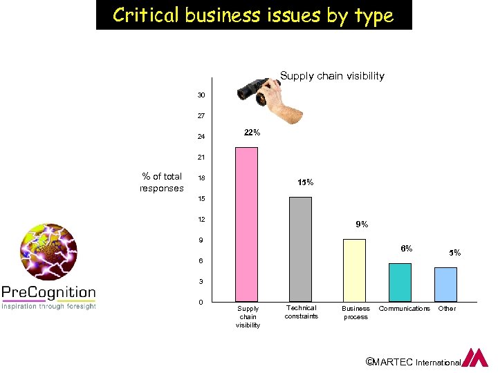 Critical business issues by type Supply chain visibility 30 27 24 22% 21 %