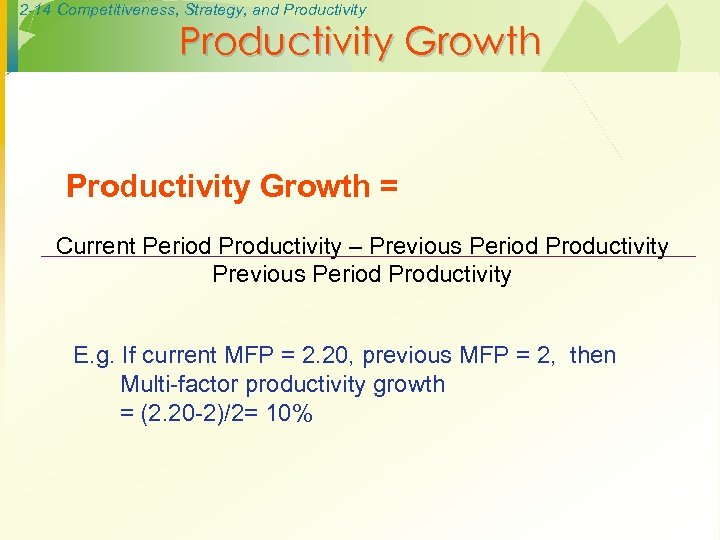 2 -14 Competitiveness, Strategy, and Productivity Growth = Current Period Productivity – Previous Period