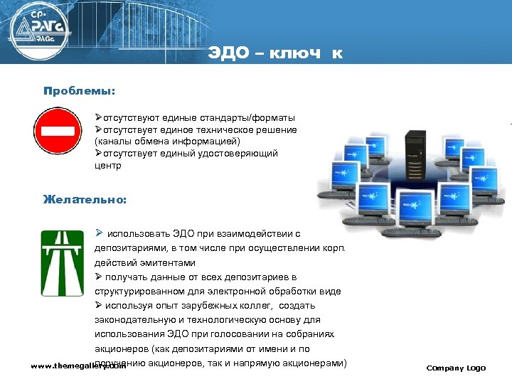 Проблемы: ЭДО – ключ к проблемам Øотсутствуют единые стандарты/форматы Øотсутствует единое техническое решение (каналы