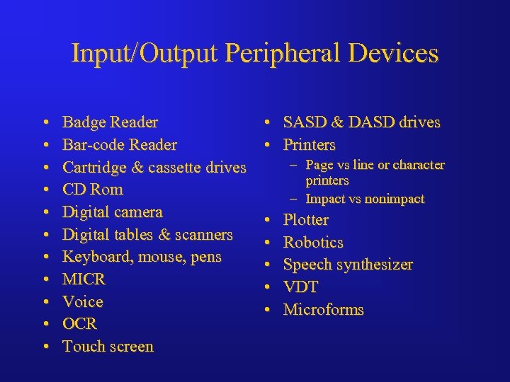 Major Hardware Components Of A Computer System