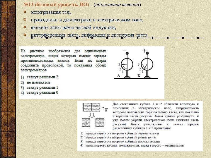 На каком рисунке указано правильное распределение зарядов при электризации