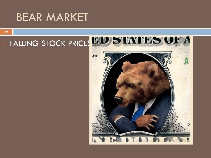 BEAR MARKET 12 FALLING STOCK PRICES 