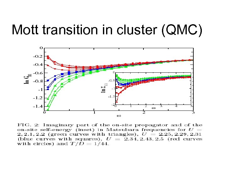 Mott transition in cluster (QMC) 