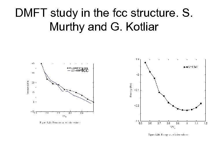 DMFT study in the fcc structure. S. Murthy and G. Kotliar fcc 