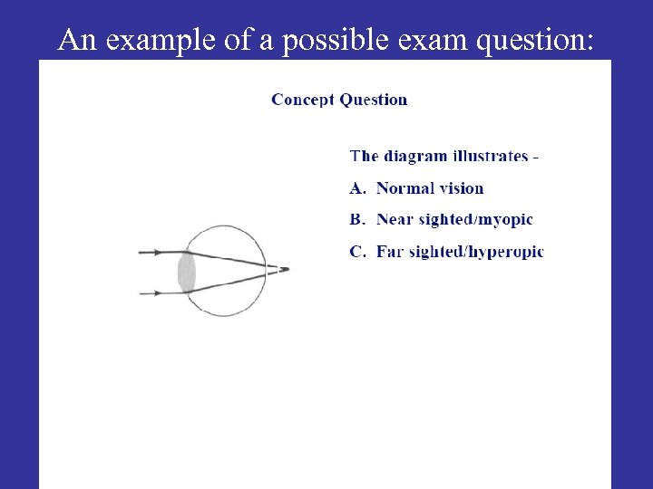An example of a possible exam question: 