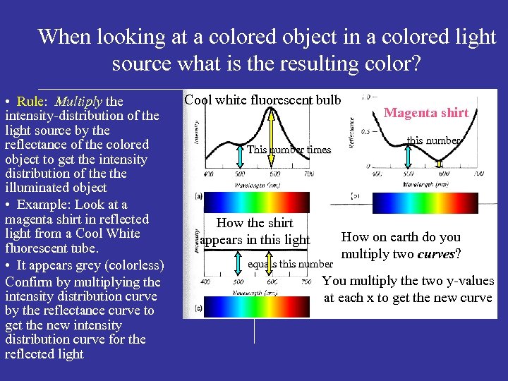 When looking at a colored object in a colored light source what is the