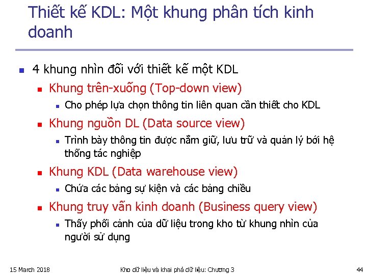 Thiết kế KDL: Một khung phân tích kinh doanh n 4 khung nhìn đối