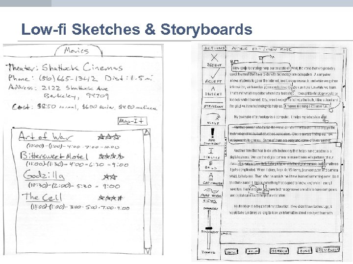 Low-fi Sketches & Storyboards 