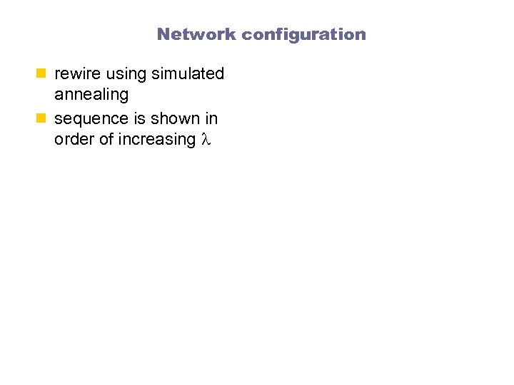 Network configuration n rewire using simulated annealing n sequence is shown in order of