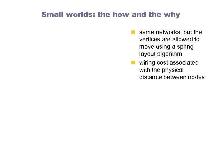 Small worlds: the how and the why n same networks, but the vertices are