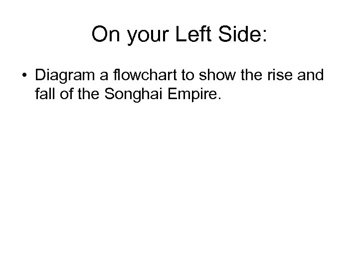 On your Left Side: • Diagram a flowchart to show the rise and fall