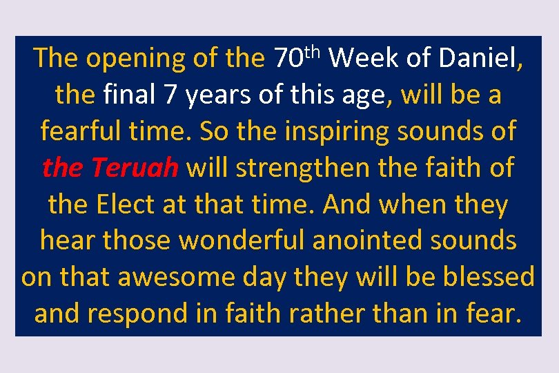 The opening of the 70 th Week of Daniel, the final 7 years of