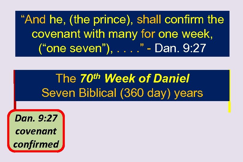 “And he, (the prince), shall confirm the covenant with many for one week, (“one