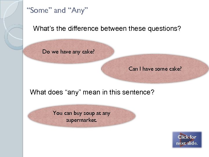 “Some” and “Any” What’s the difference between these questions? Use “any” when you expect