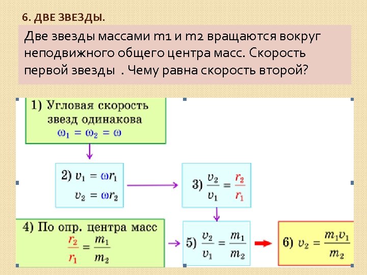 6. ДВЕ ЗВЕЗДЫ. Две звезды массами m 1 и m 2 вращаются вокруг неподвижного