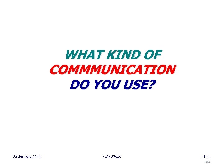 WHAT KIND OF COMMMUNICATION DO YOU USE? 23 January 2015 Life Skills - 11