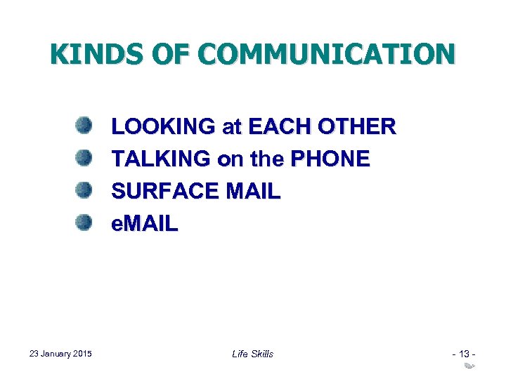 KINDS OF COMMUNICATION LOOKING at EACH OTHER TALKING on the PHONE SURFACE MAIL e.