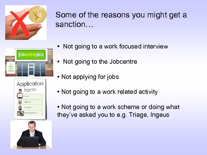 Some of the reasons you might get a sanction… • Not going to a