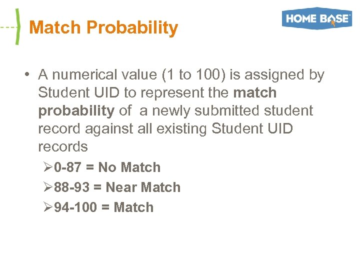 Match Probability • A numerical value (1 to 100) is assigned by Student UID