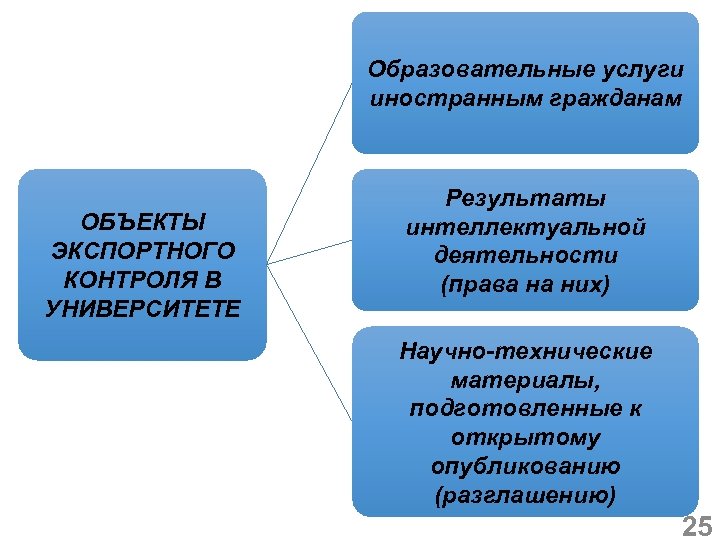 Образовательные услуги иностранным гражданам ОБЪЕКТЫ ЭКСПОРТНОГО КОНТРОЛЯ В УНИВЕРСИТЕТЕ Результаты интеллектуальной деятельности (права на