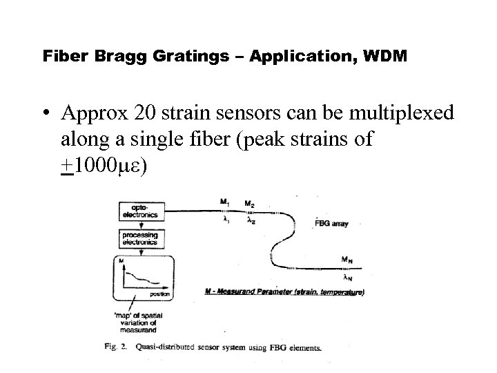 Fiber Bragg Gratings – Application, WDM • Approx 20 strain sensors can be multiplexed