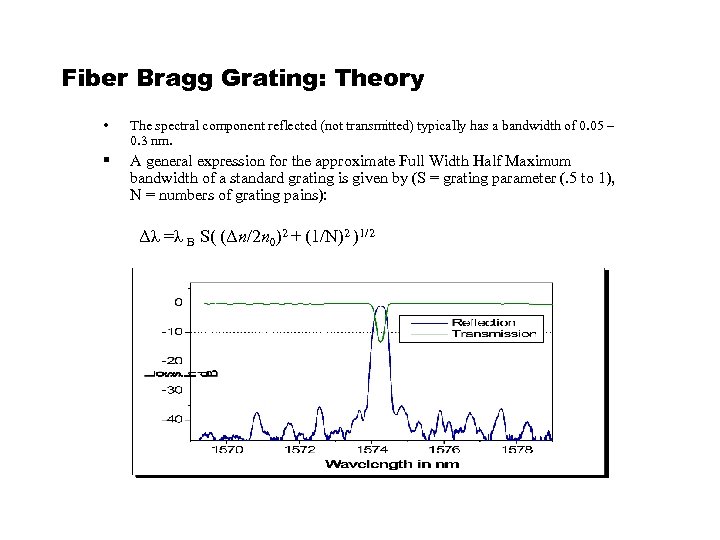 Fiber Bragg Grating: Theory • The spectral component reflected (not transmitted) typically has a