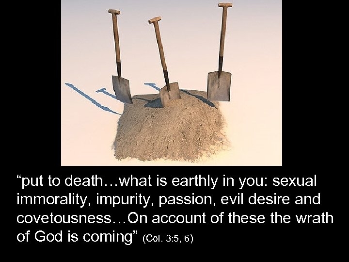 “put to death…what is earthly in you: sexual immorality, impurity, passion, evil desire and