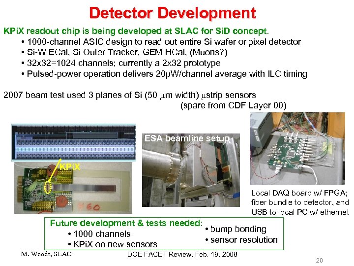 Detector Development KPi. X readout chip is being developed at SLAC for Si. D