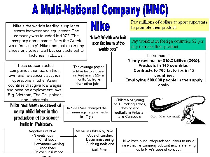 Nike s the world's leading supplier of sports footwear and equipment. The company was