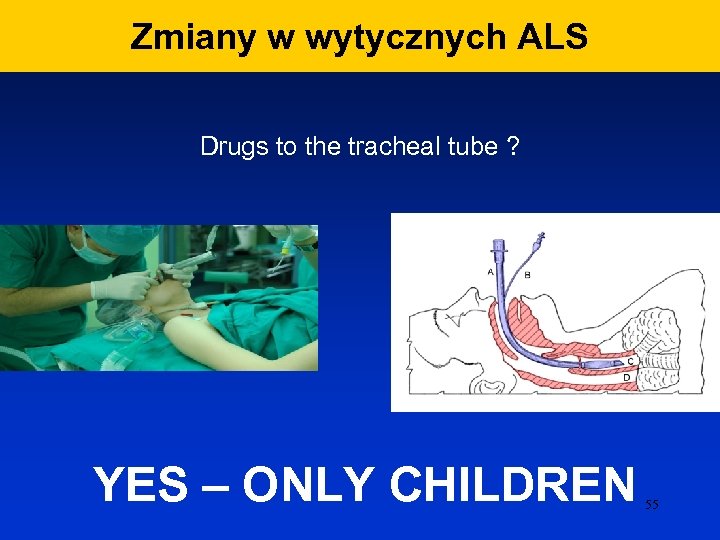 Zmiany w wytycznych ALS Drugs to the tracheal tube ? YES – ONLY CHILDREN