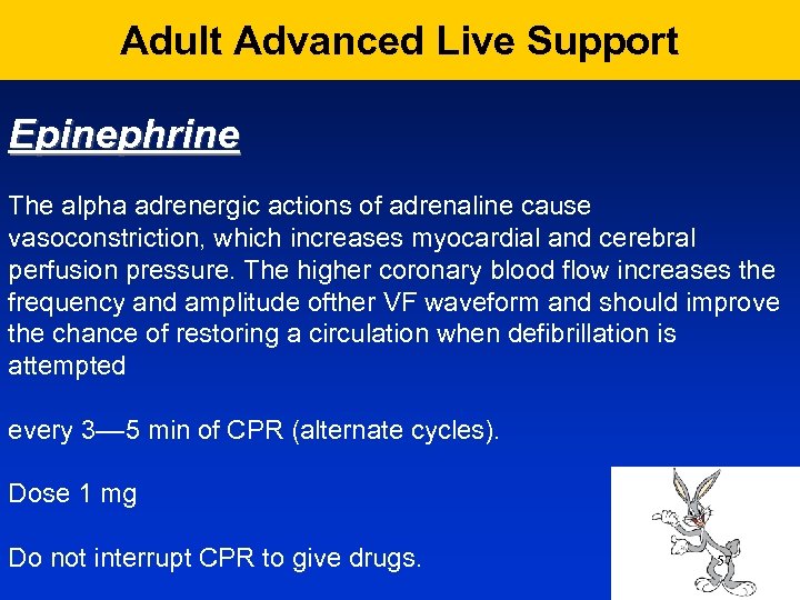 Adult Advanced Live Support Epinephrine The alpha adrenergic actions of adrenaline cause vasoconstriction, which