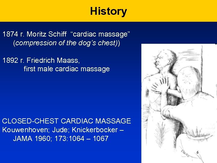 History 1874 r. Moritz Schiff “cardiac massage” (compression of the dog’s chest)) 1892 r.