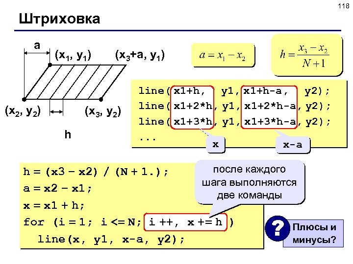 118 Штриховка a (x 1, y 1) (x 2, y 2) (x 3+a, y