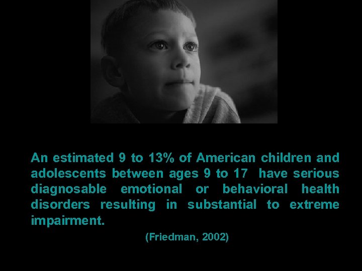 An estimated 9 to 13% of American children and adolescents between ages 9 to