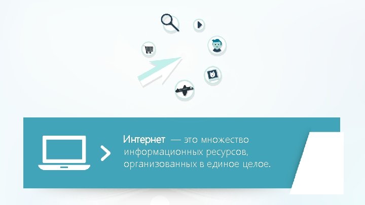 Интернет — это множество информационных ресурсов, организованных в единое целое. 
