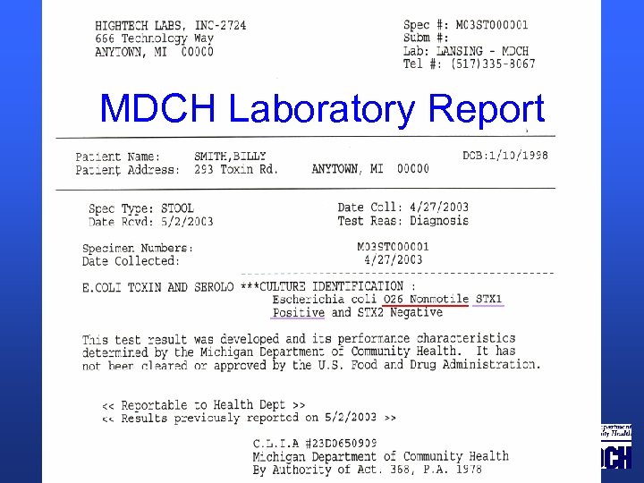 MDCH Laboratory Report 