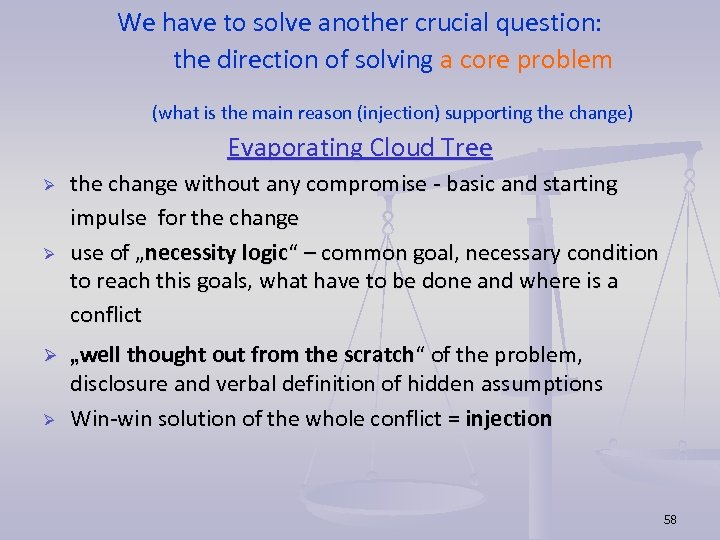We have to solve another crucial question: the direction of solving a core problem