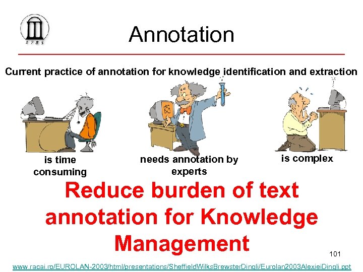 Annotation Current practice of annotation for knowledge identification and extraction is time consuming needs