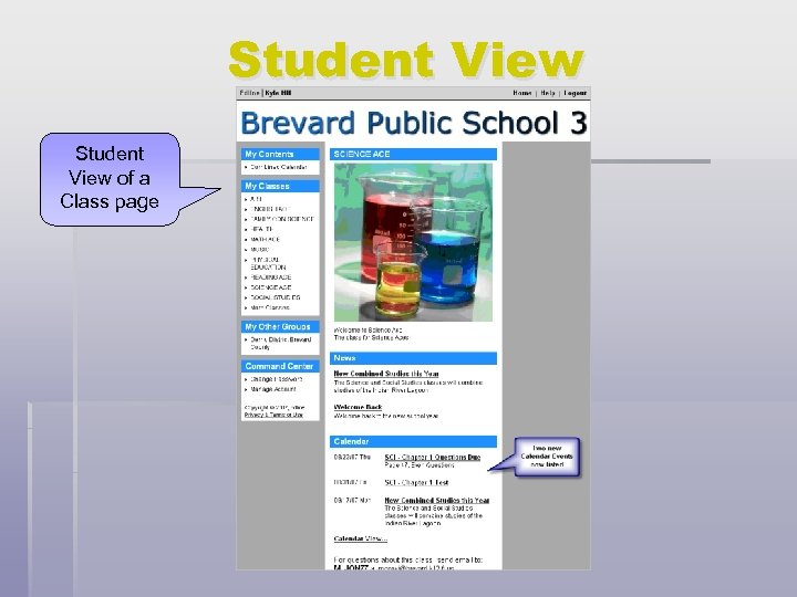 Student View of a Class page 