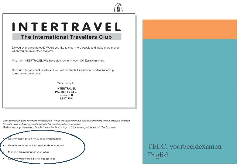 Voorbeeld 2: taalvaardigheid TELC, voorbeeldexamen English 